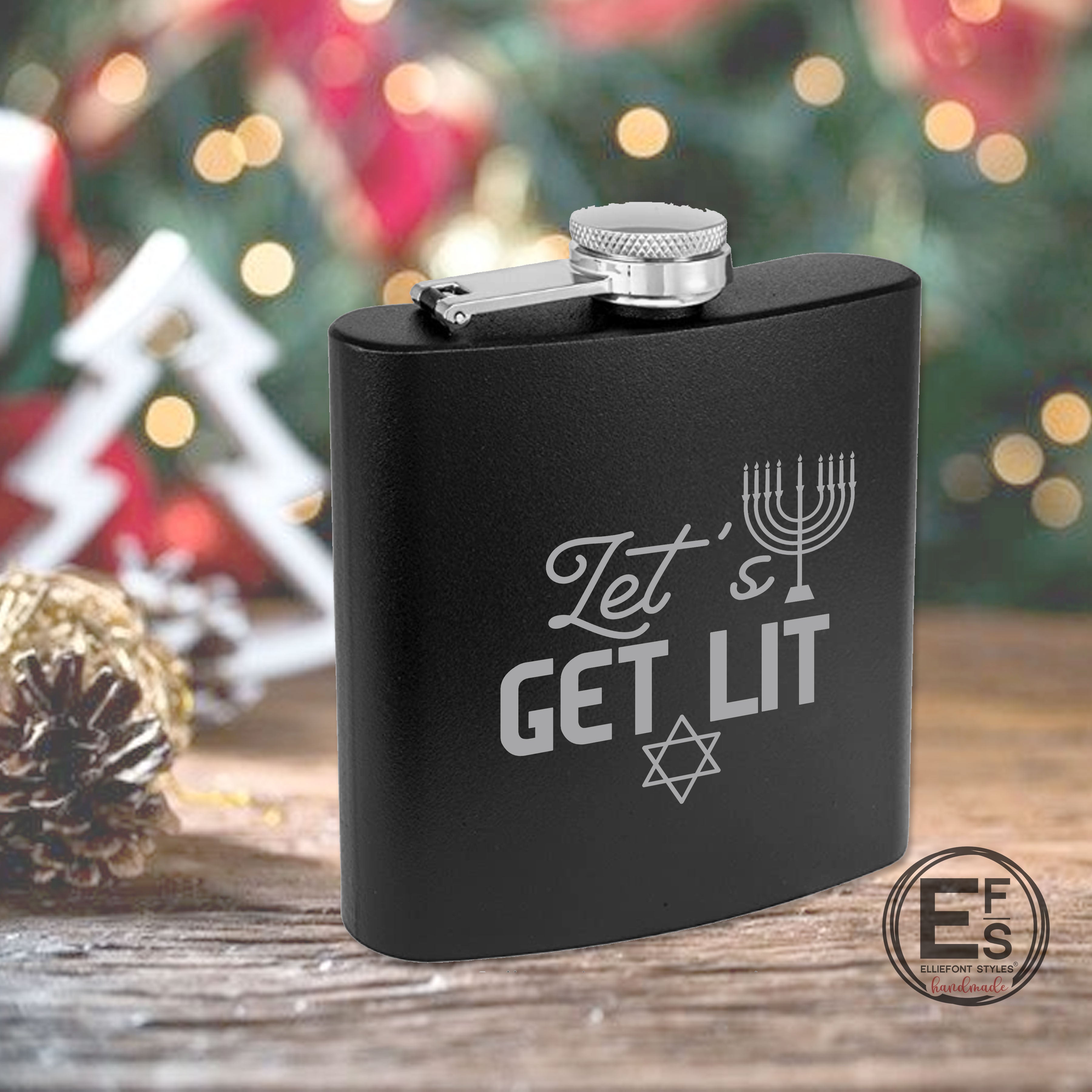 Let's Get Lit Hanukkah Flask