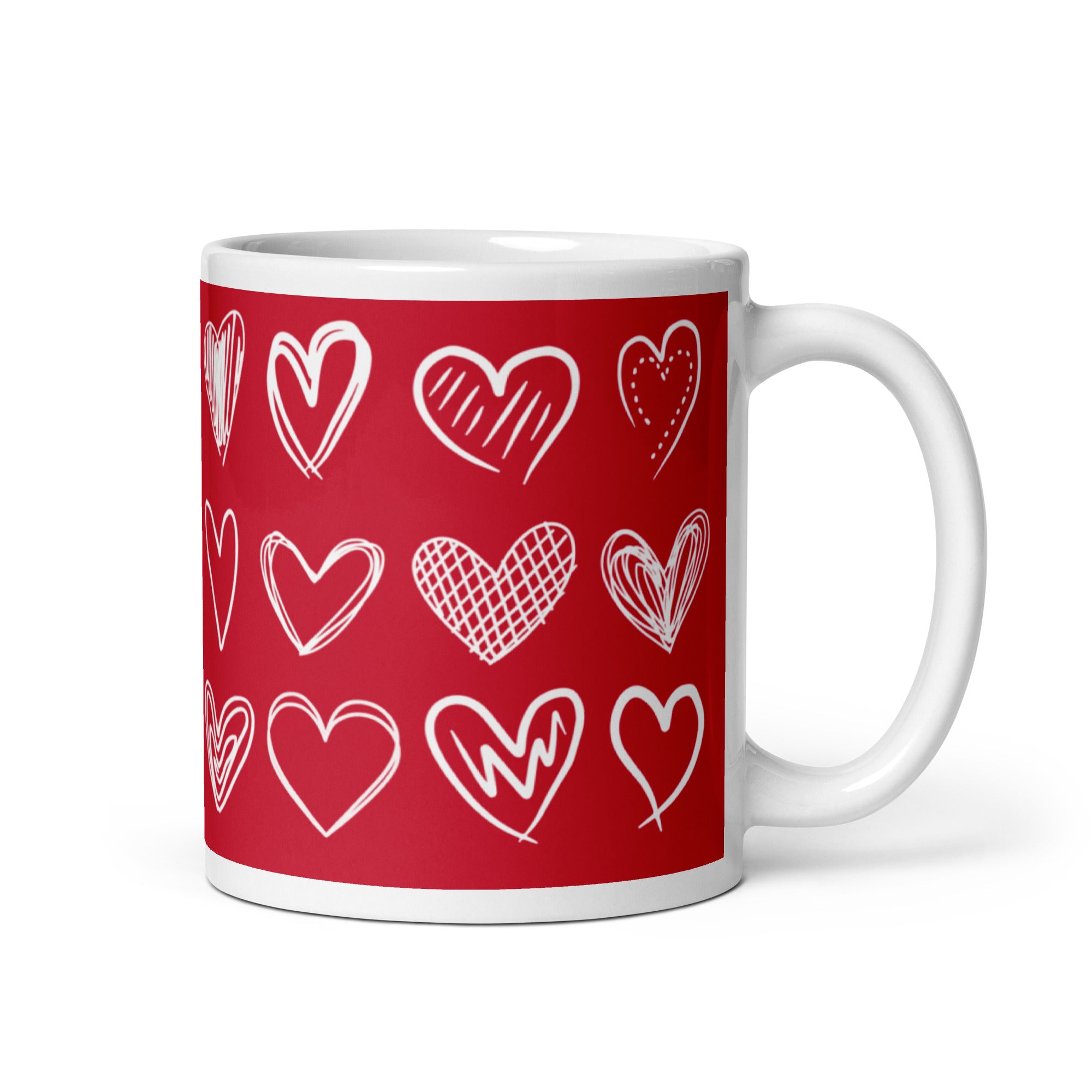 Sketched Hearts Valentine's Day Coffee Mug 11 oz. White