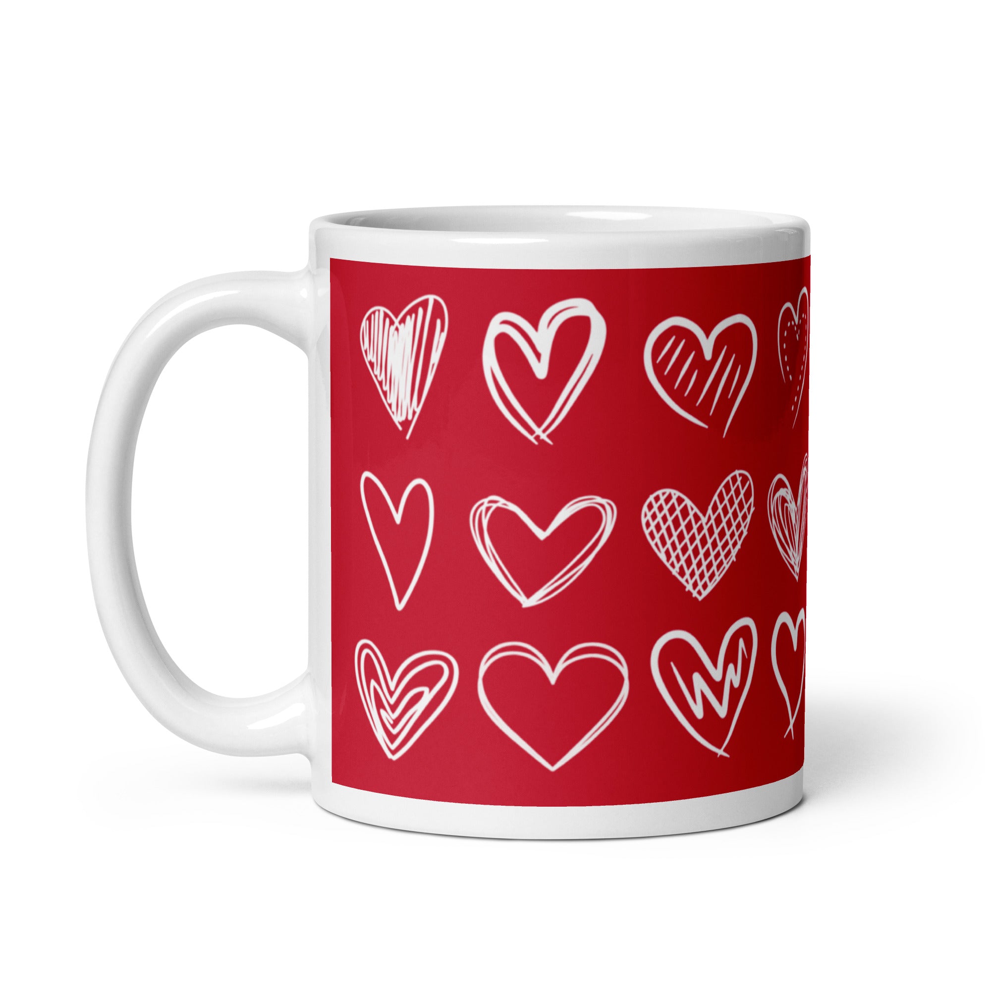 Sketched Hearts Valentine's Day Coffee Mug 11 oz. White