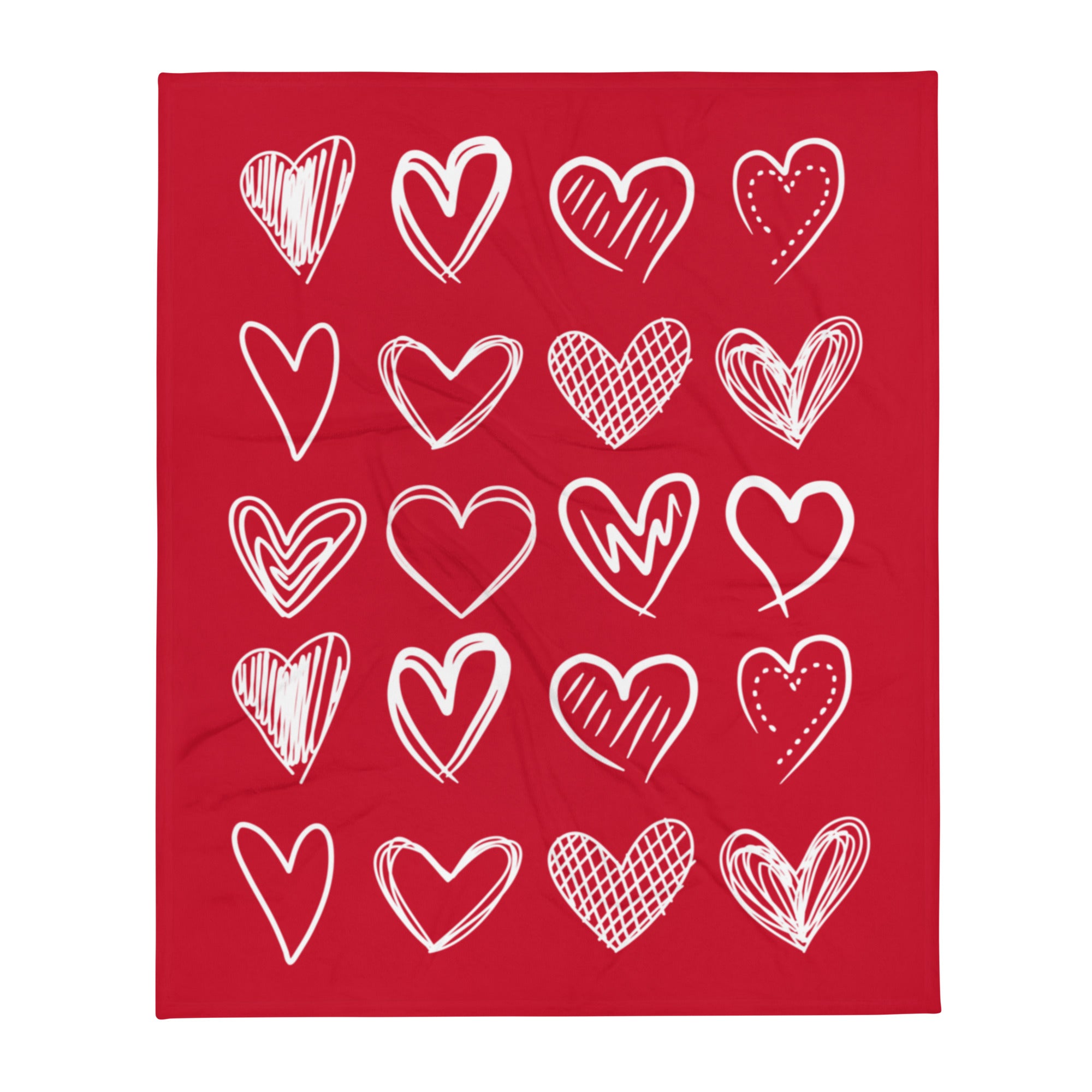 Sketched Hearts 50x60 Plush Fleece Blanket