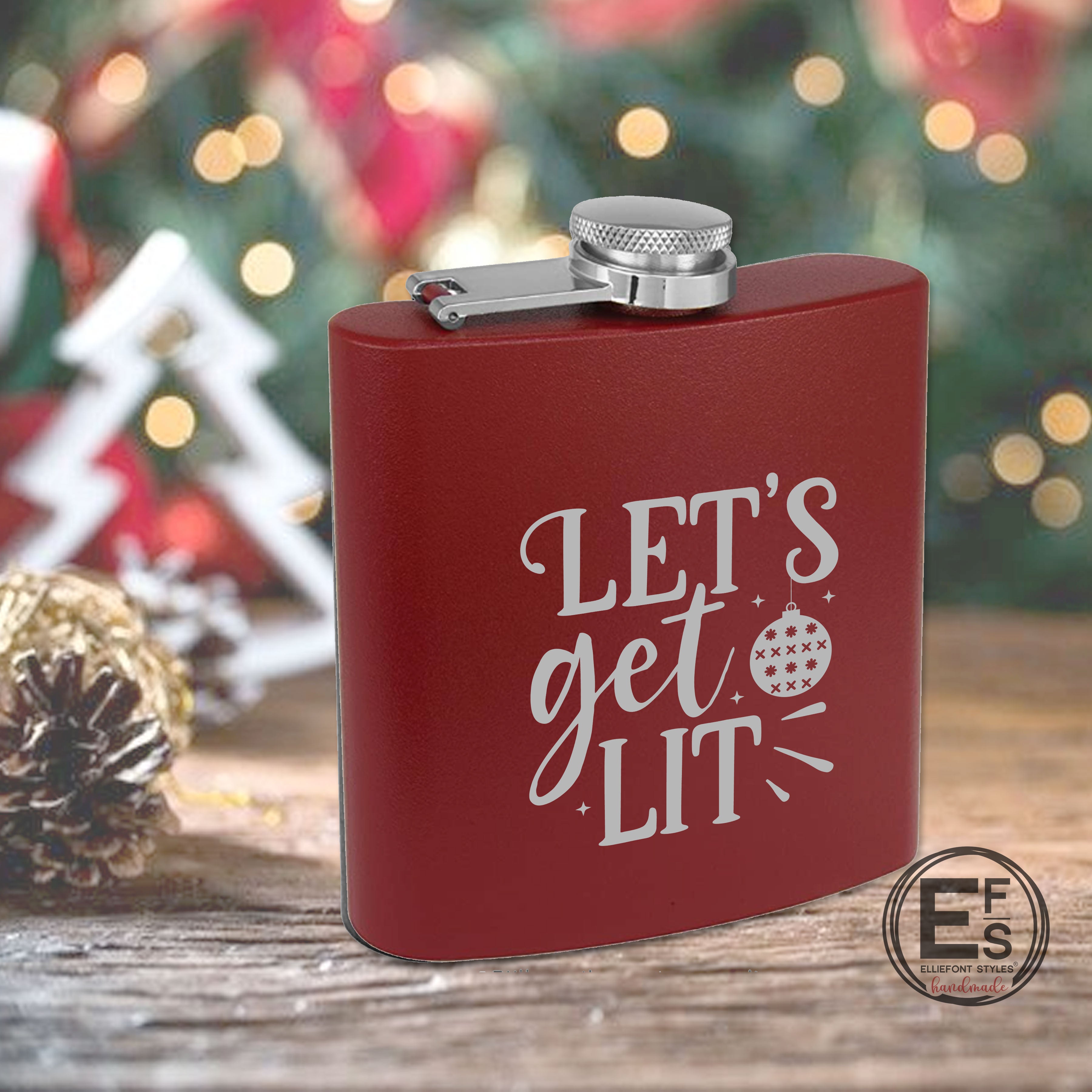 Let's Get Lit Christmas Flask