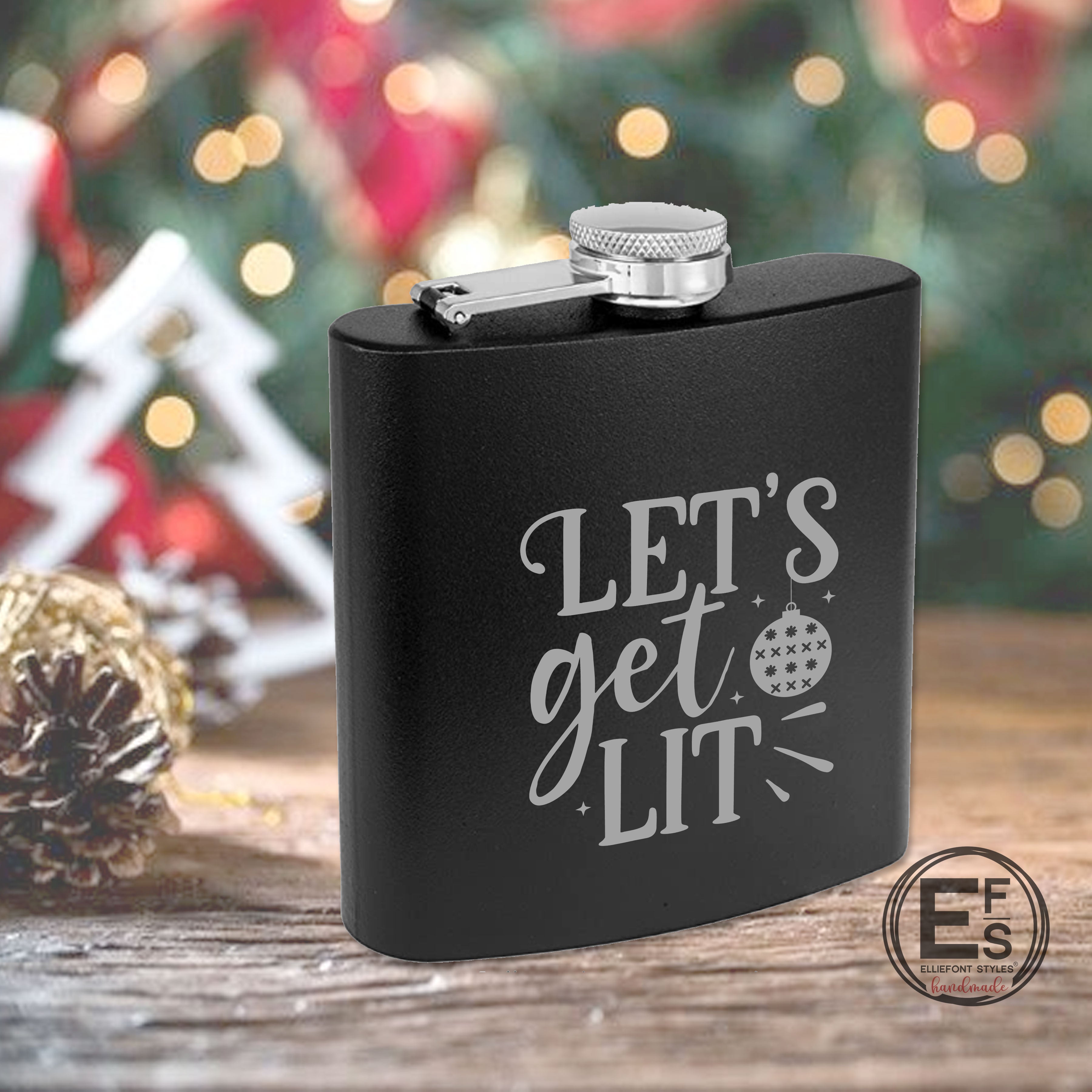 Let's Get Lit Christmas Flask