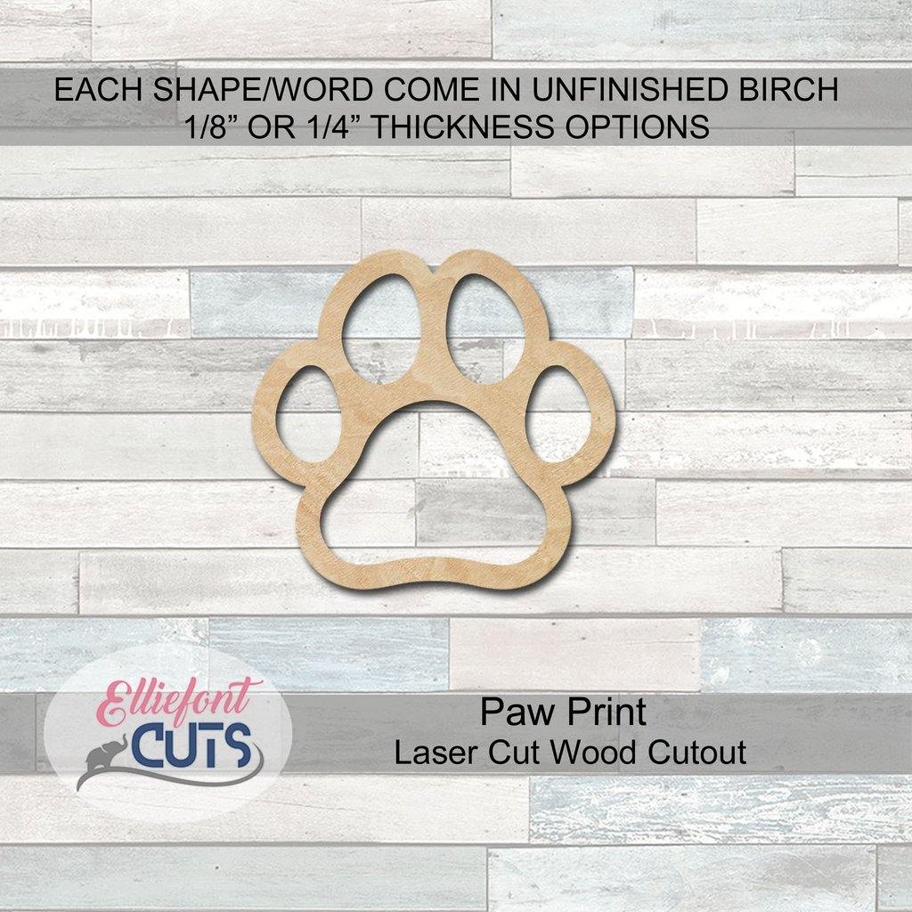 Pawprint Wood Cutouts - Elliefont Styles