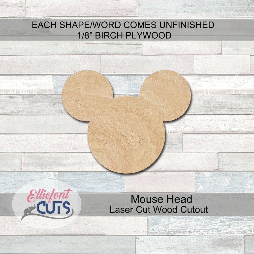 Mouse Head Wood Cutouts - Elliefont Styles