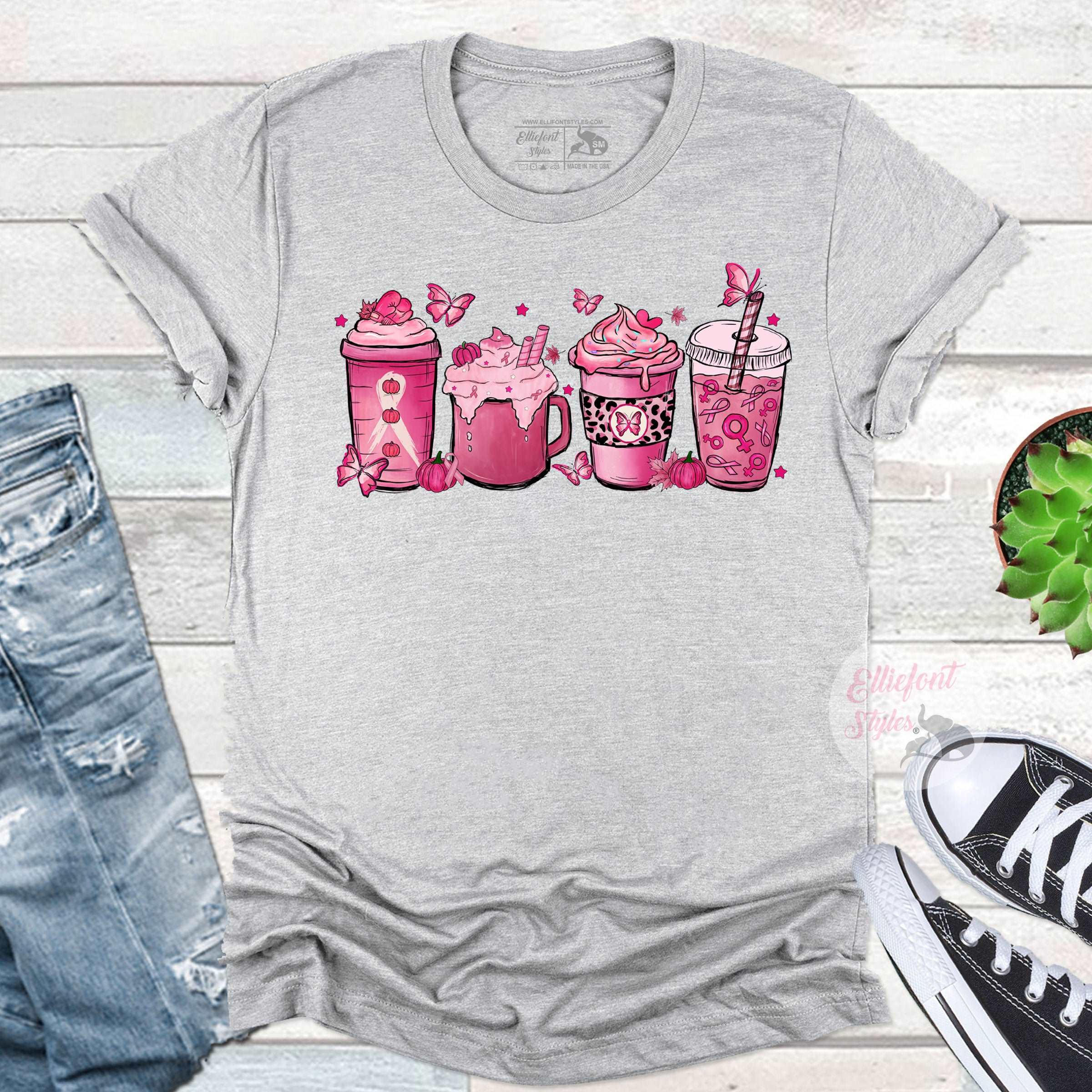 Breast Cancer Coffee Latte Shirt