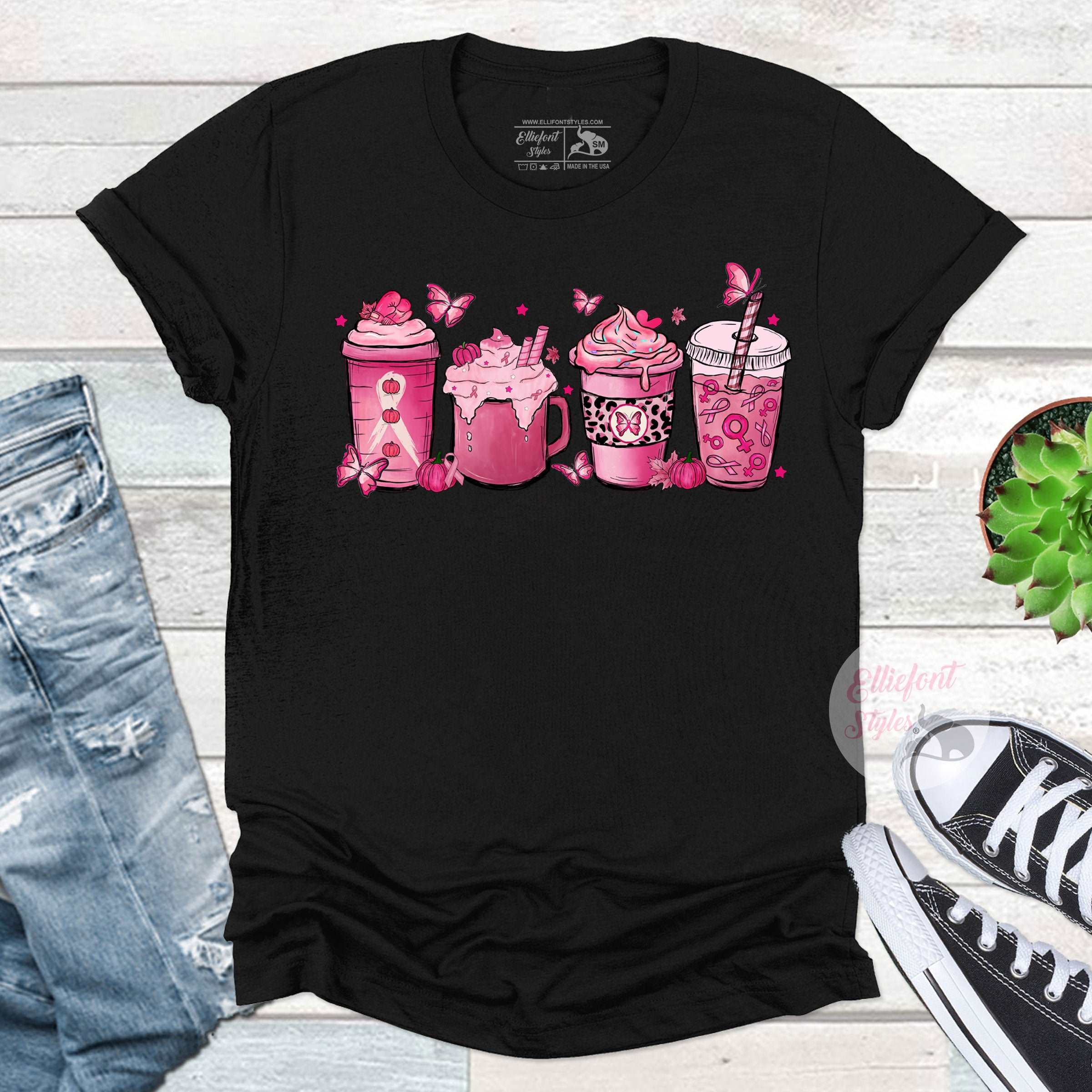 Breast Cancer Coffee Latte Shirt