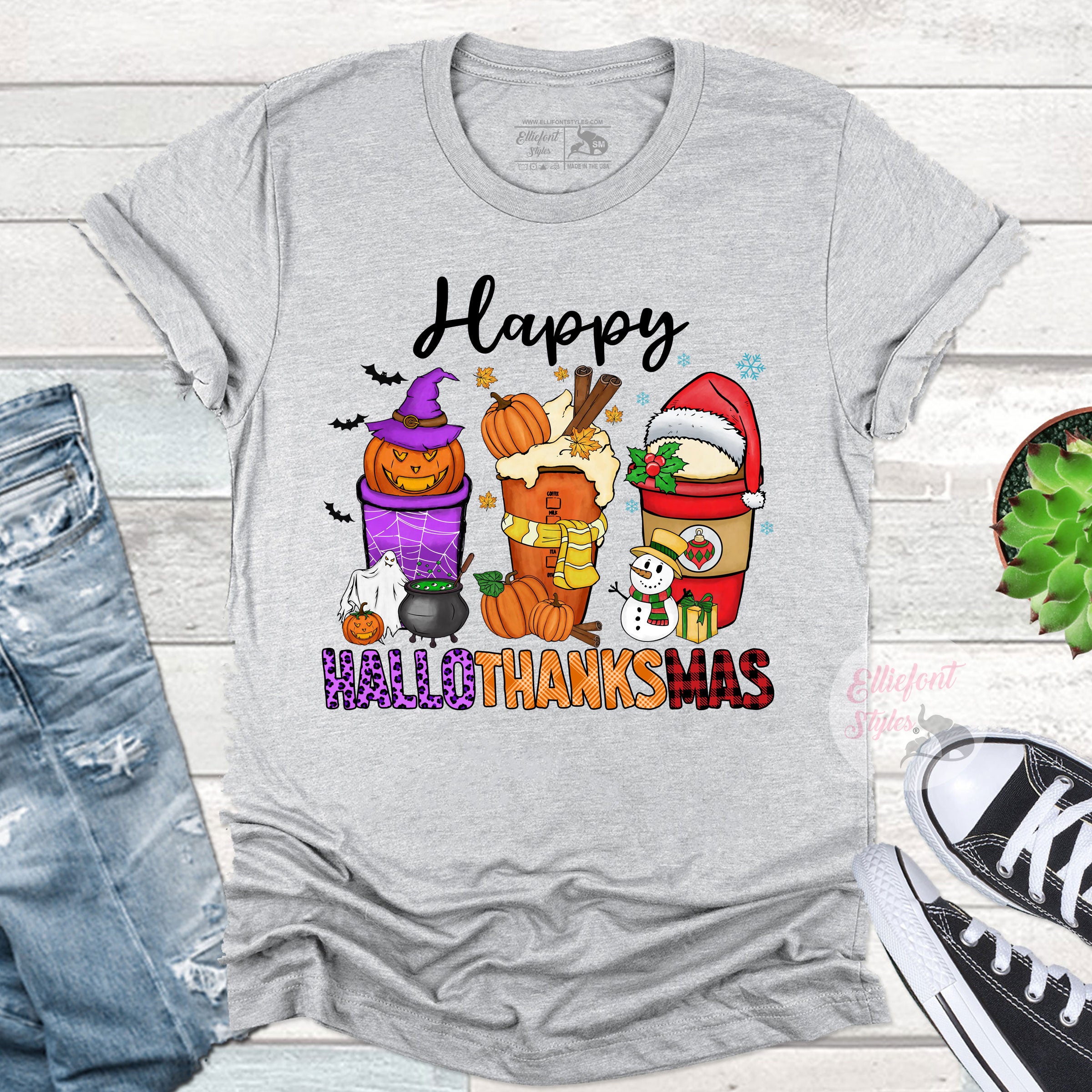 Coffee Happy HalloThanksMas Shirt