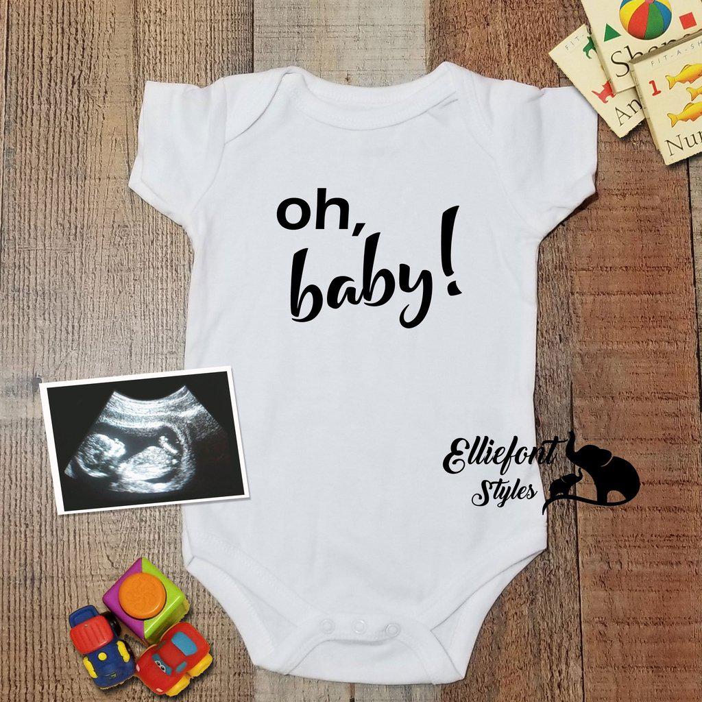 Oh, baby! Pregnancy Announcement Gender Reveal Infant One Piece Bodysuit Onesie