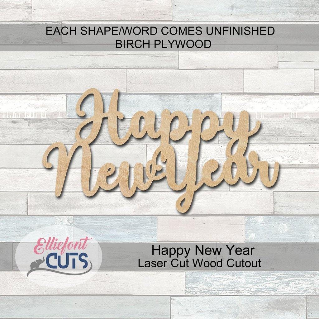 Happy New Year Wood Words - Elliefont Styles