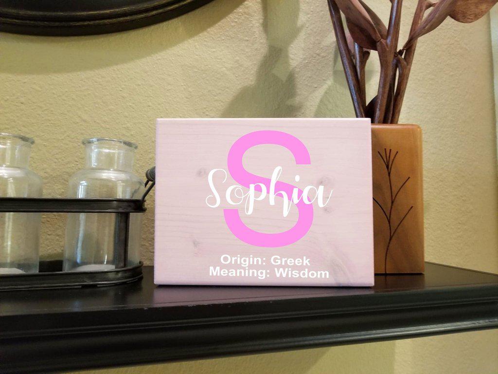 Baby Name Meaning Wood Sign | Personalized Baby Shower Newborn Gift - Elliefont Styles