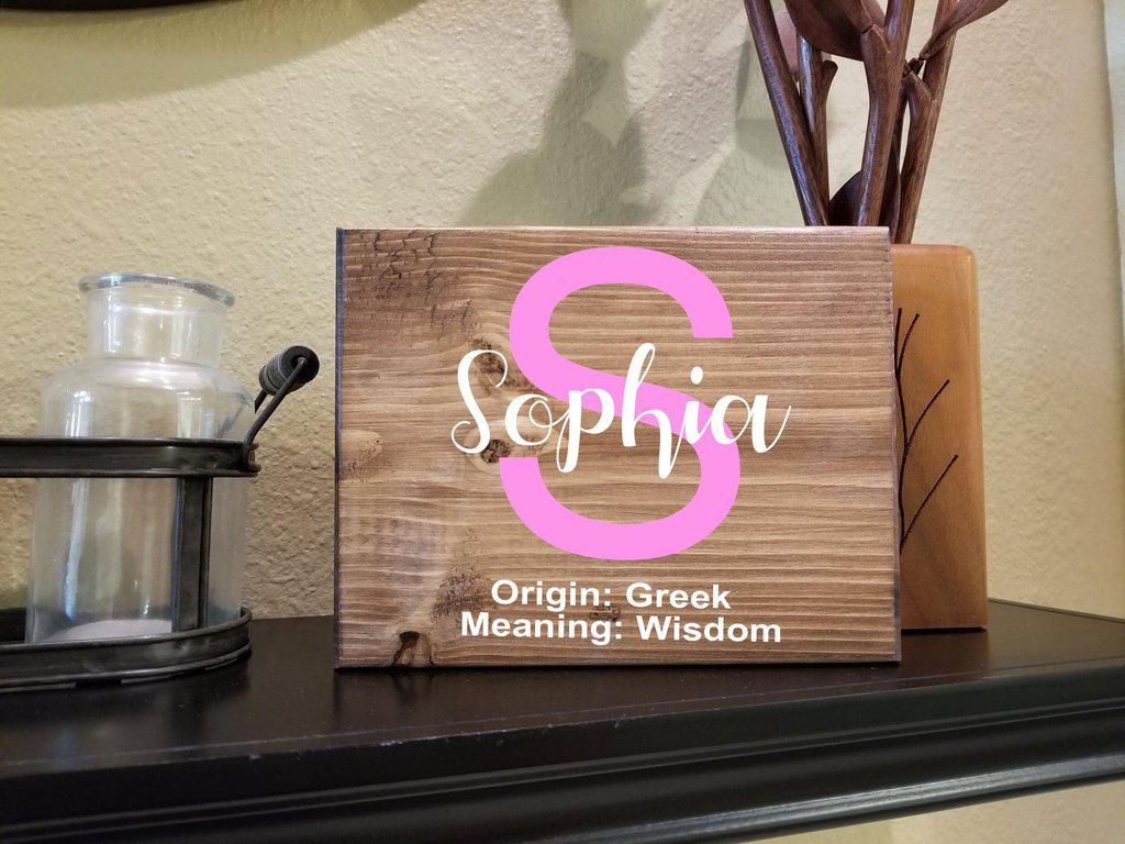 Baby Name Meaning Wood Sign | Personalized Baby Shower Newborn Gift - Elliefont Styles