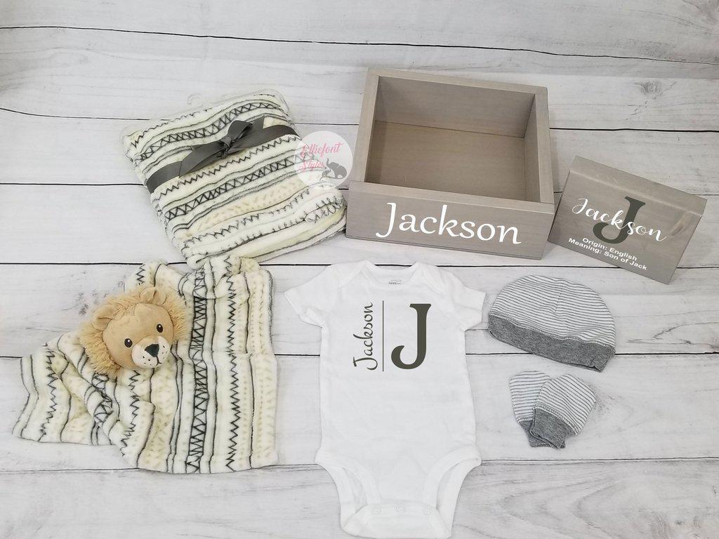 Personalized Baby Gift Set Box | Woodland Nursery | Baby Shower Gift Set - Elliefont Styles