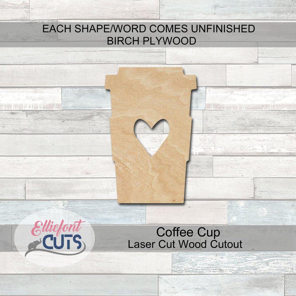 Coffee Cup Wood Cutouts - Elliefont Styles