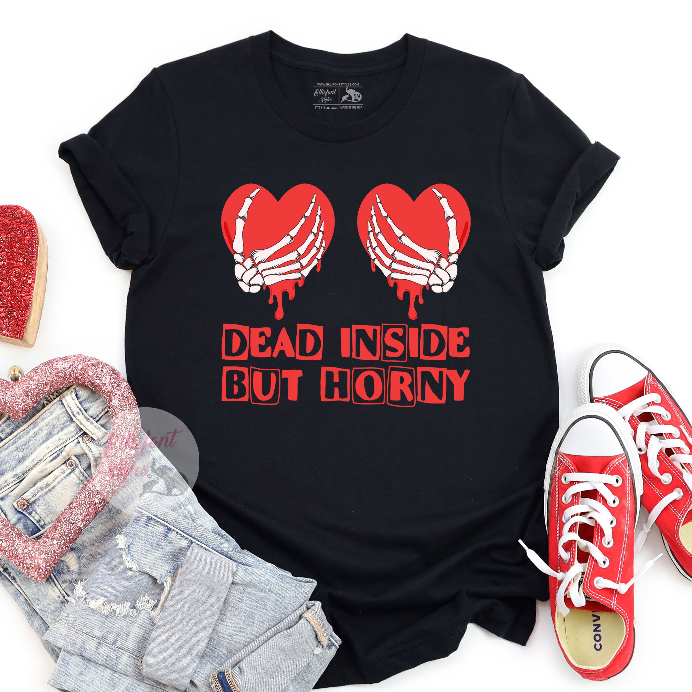 Dead Inside But Horney Funny Valentines Shirt
