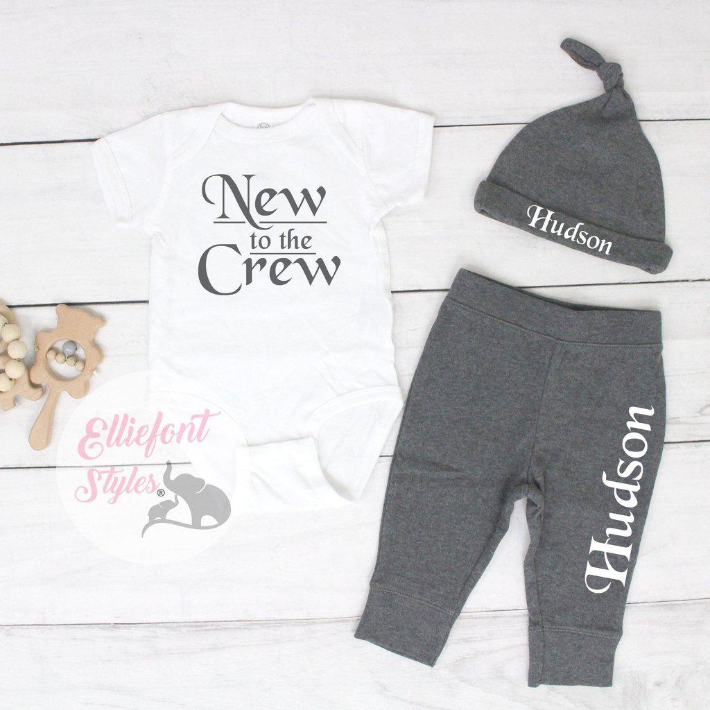 new to the crew baby outfit
