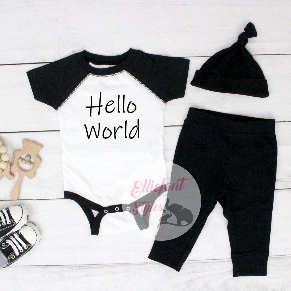 hello world baby outfit