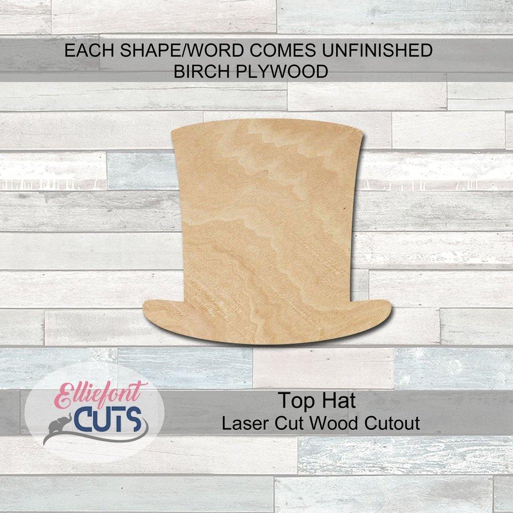Top Hat Wood Cutouts - Elliefont Styles