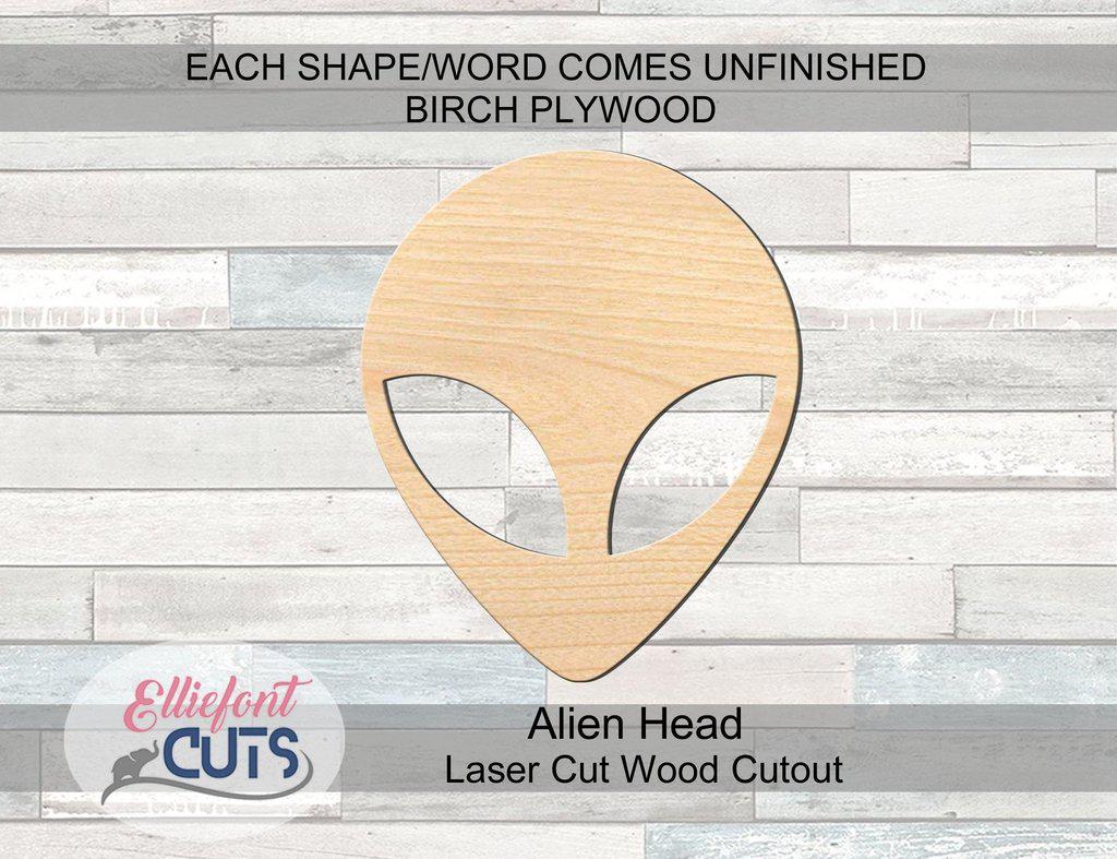Alien Head Wood Cutouts - Elliefont Styles