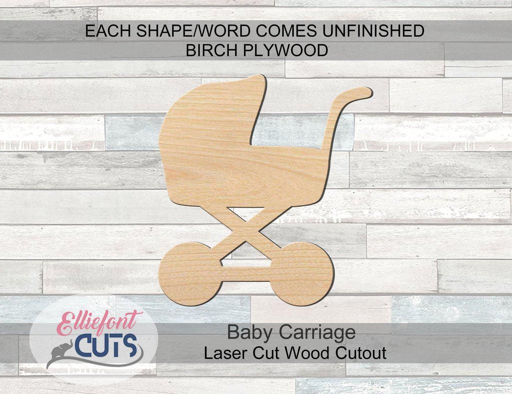 Baby Carriage Wood Cutouts - Elliefont Styles