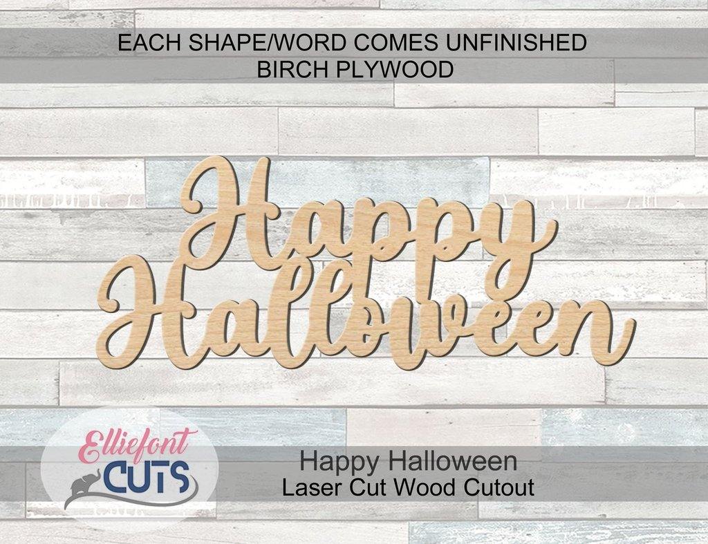 Happy Halloween Wood Words - Elliefont Styles