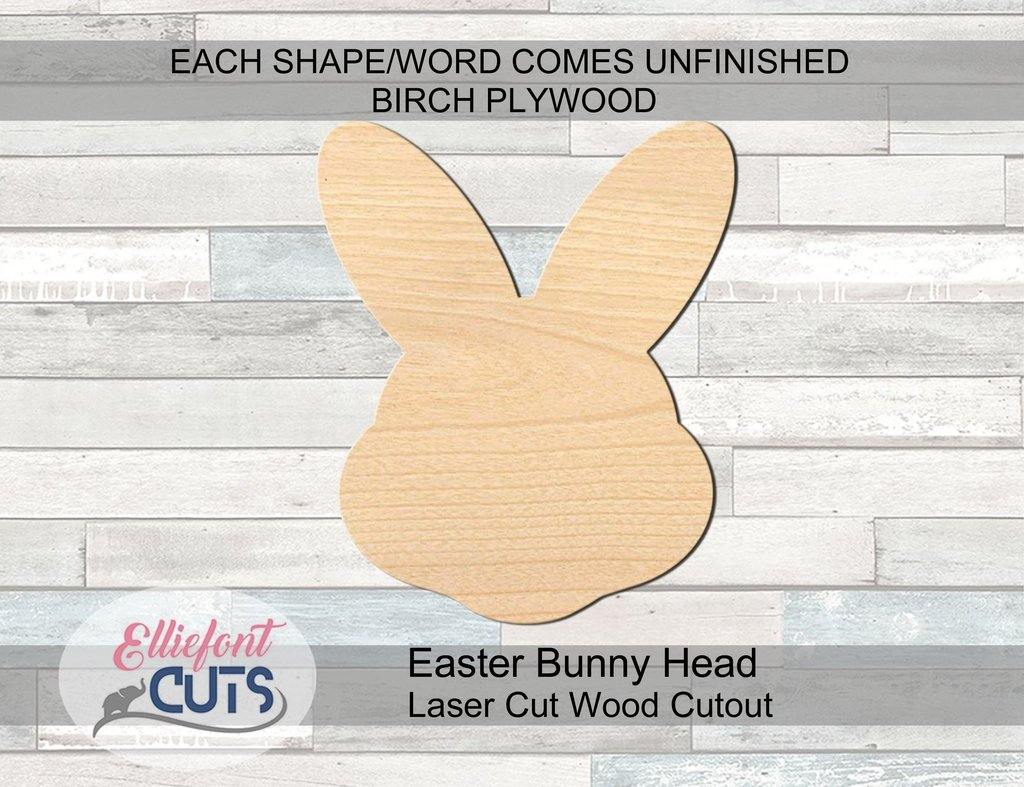 Easter Bunny Head Wood Cutouts - Elliefont Styles