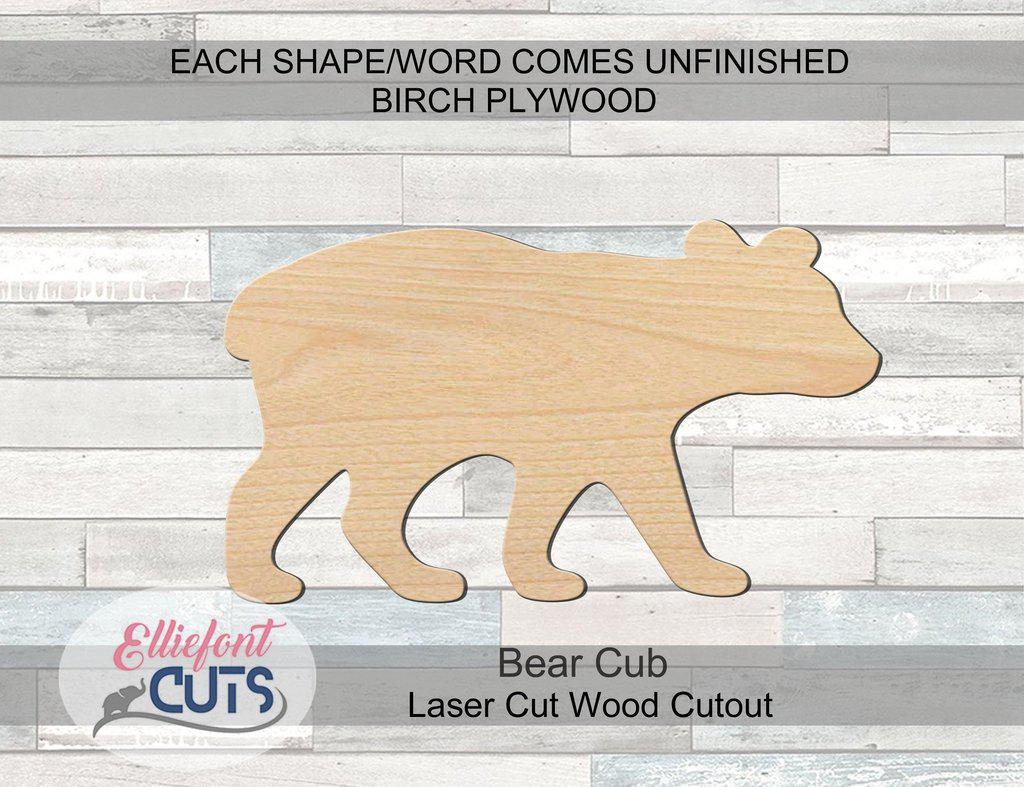 Bear Cub Wood Cutouts - Elliefont Styles