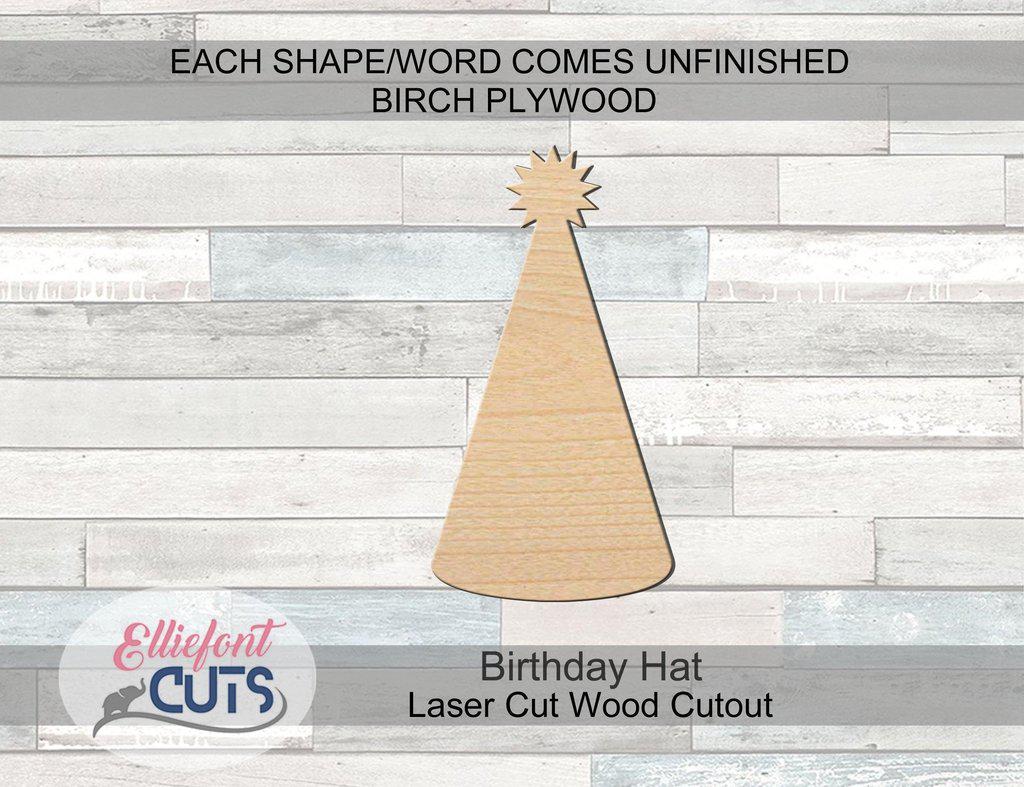 Birthday Hat Wood Cutouts - Elliefont Styles