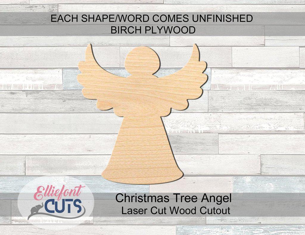 Christmas Tree Angel Wood Cutouts - Elliefont Styles
