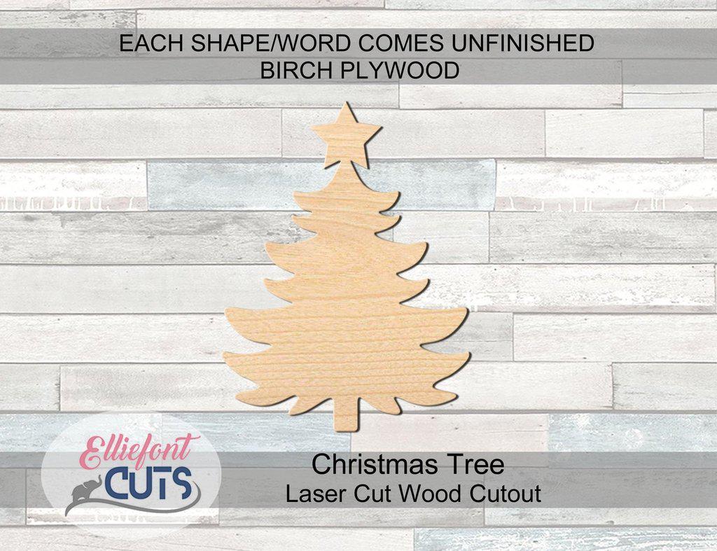 Christmas Tree Wood Cutouts - Elliefont Styles