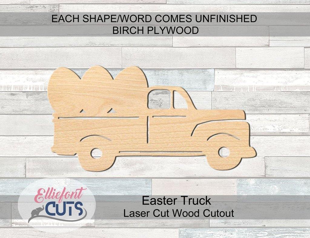 Easter Truck Wood Cutouts - Elliefont Styles