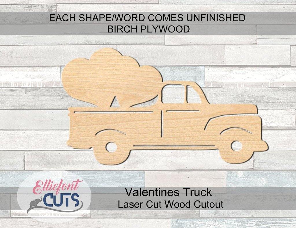 Valentines Truck Wood Cutouts - Elliefont Styles