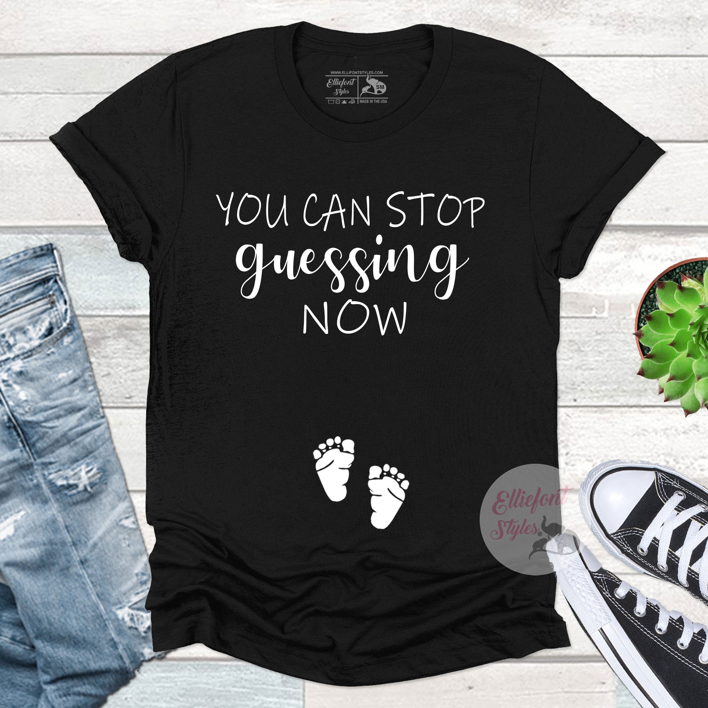 You Can Stop Guessing Now Funny Pregnancy Announcement Shirt Graphic Tee