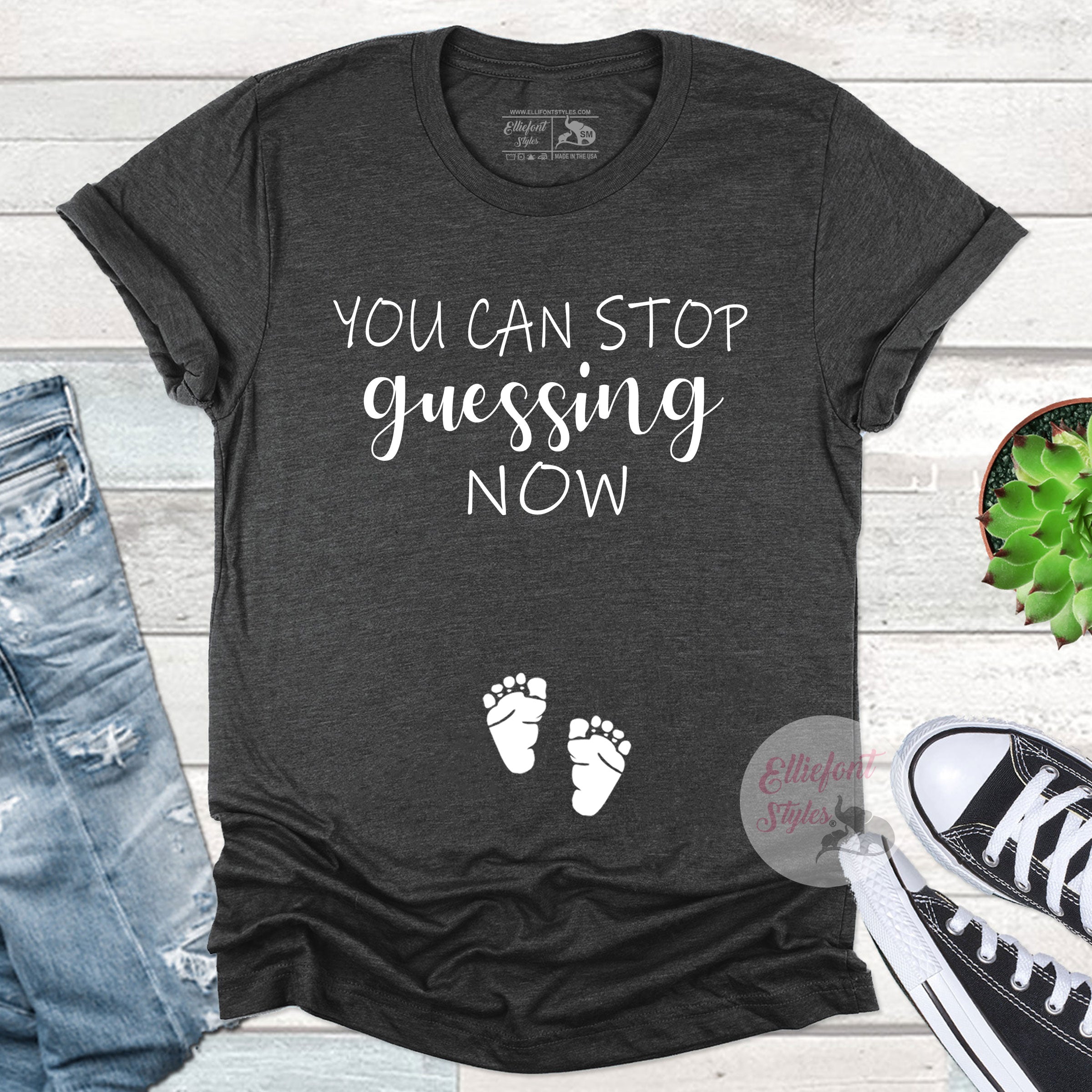 You Can Stop Guessing Now Funny Pregnancy Announcement Shirt Graphic Tee