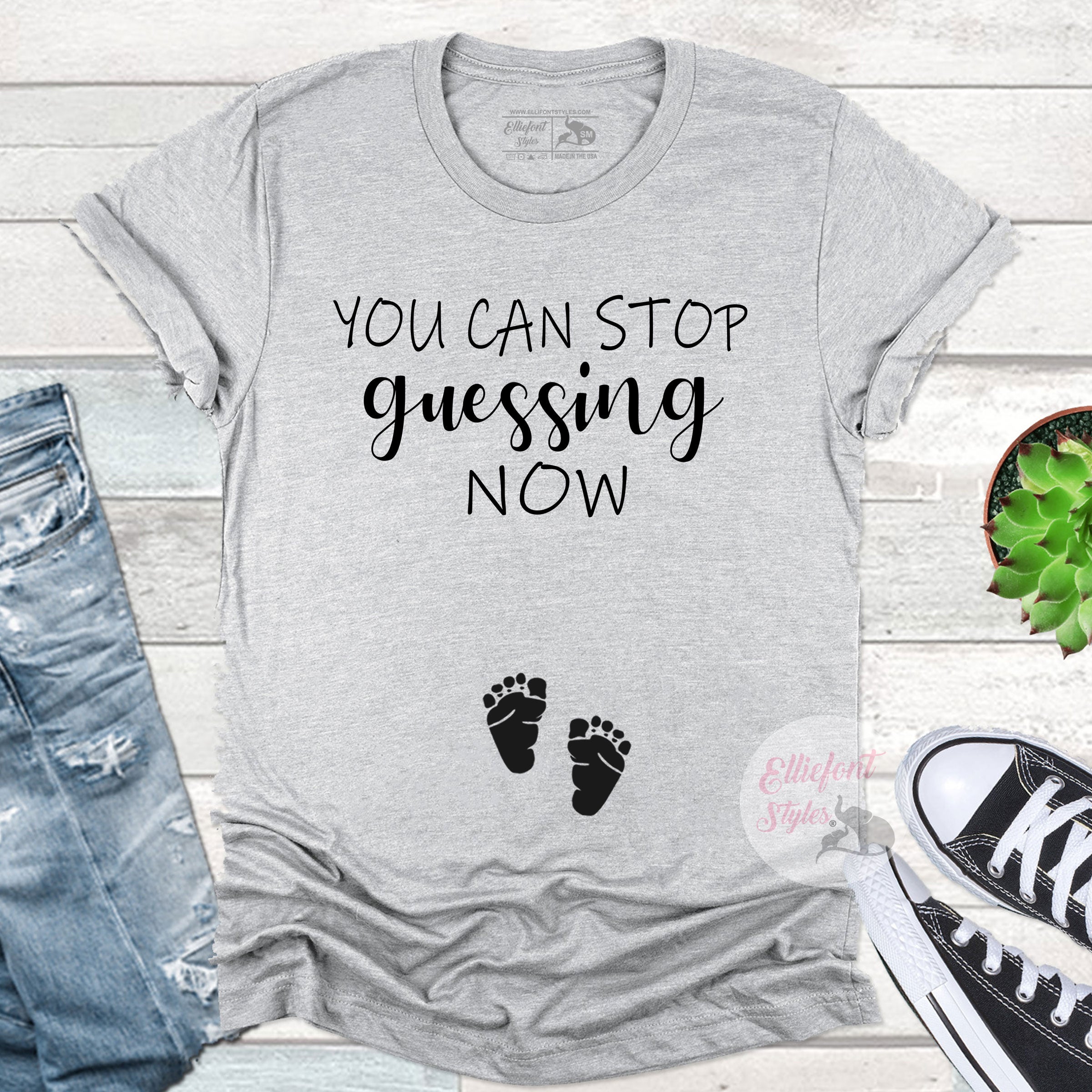 You Can Stop Guessing Now Funny Pregnancy Announcement Shirt Graphic Tee
