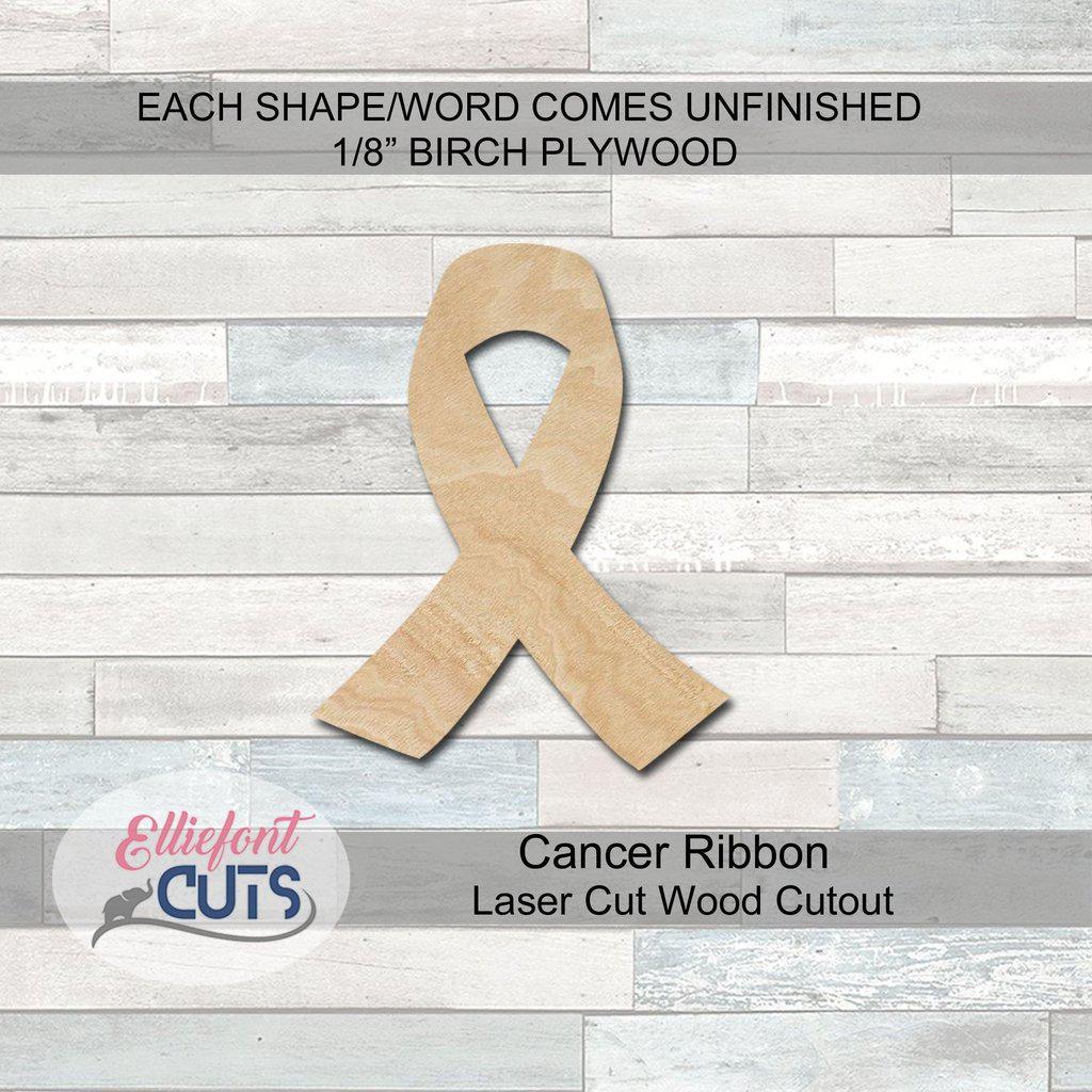 Cancer Ribbon Wood Cutouts - Elliefont Styles