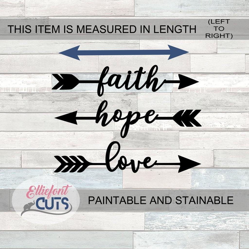 Faith Hope Love Arrows Wood Cutouts - Elliefont Styles
