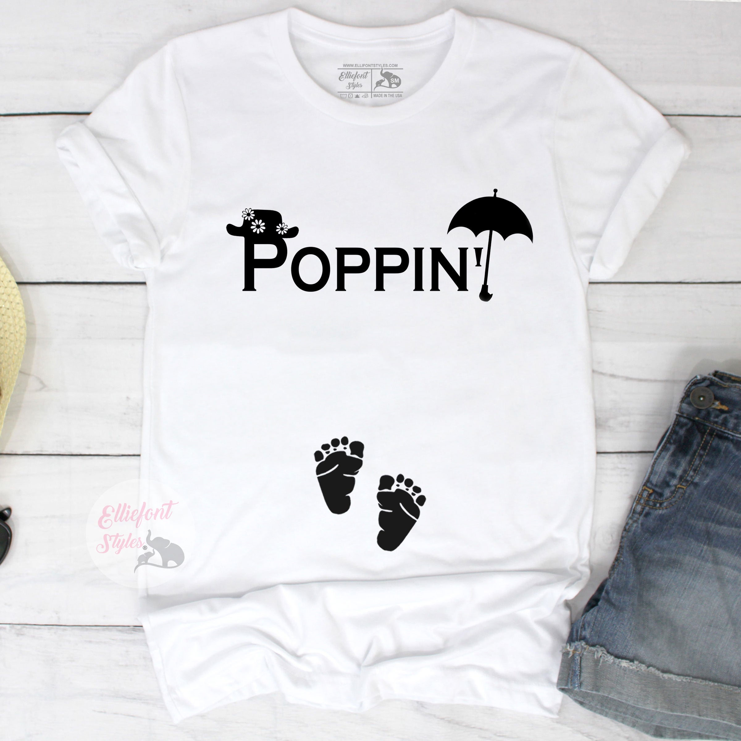 Poppin' Funny Pregnancy Announcement Shirt Graphic Tee