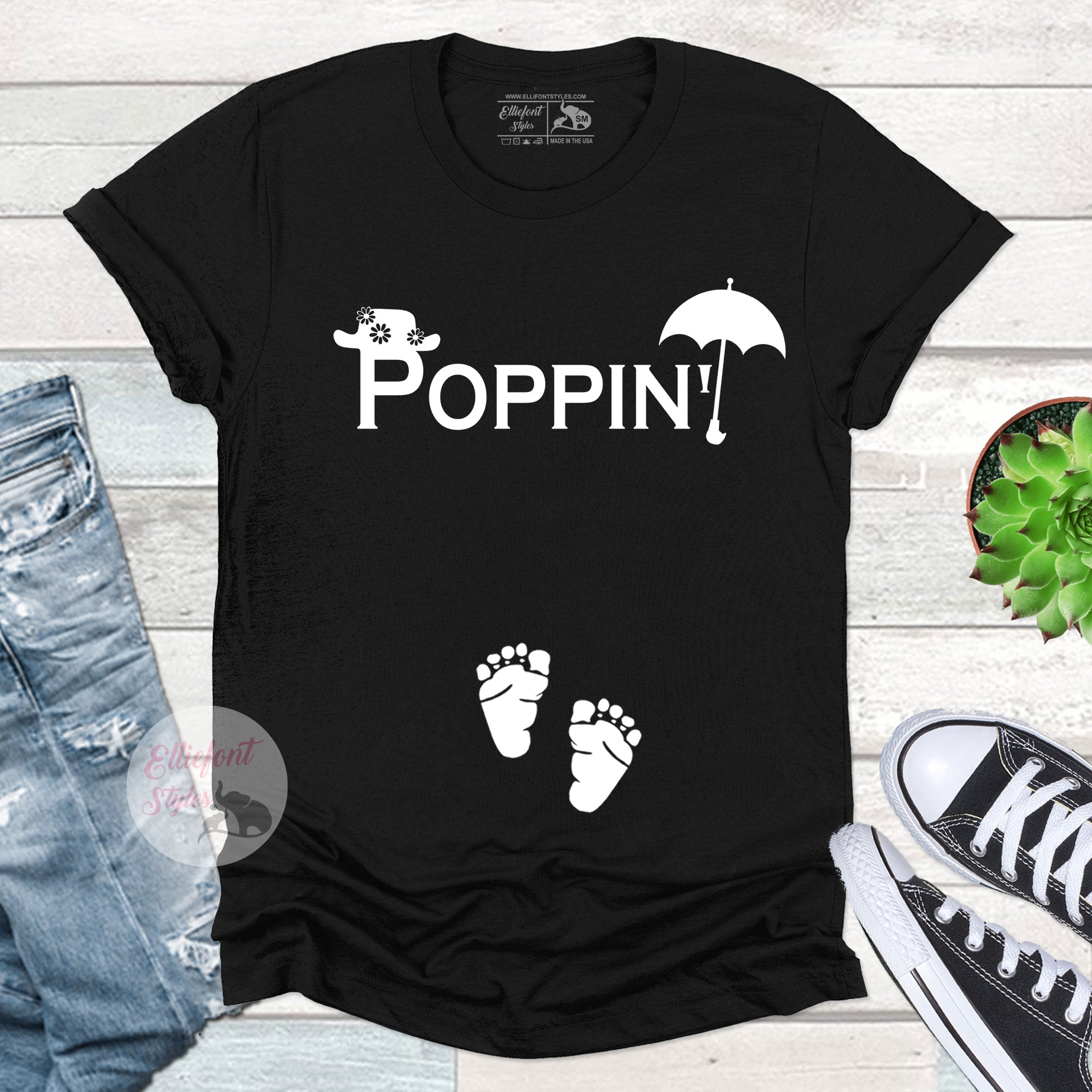 Poppin' Funny Pregnancy Announcement Shirt Graphic Tee