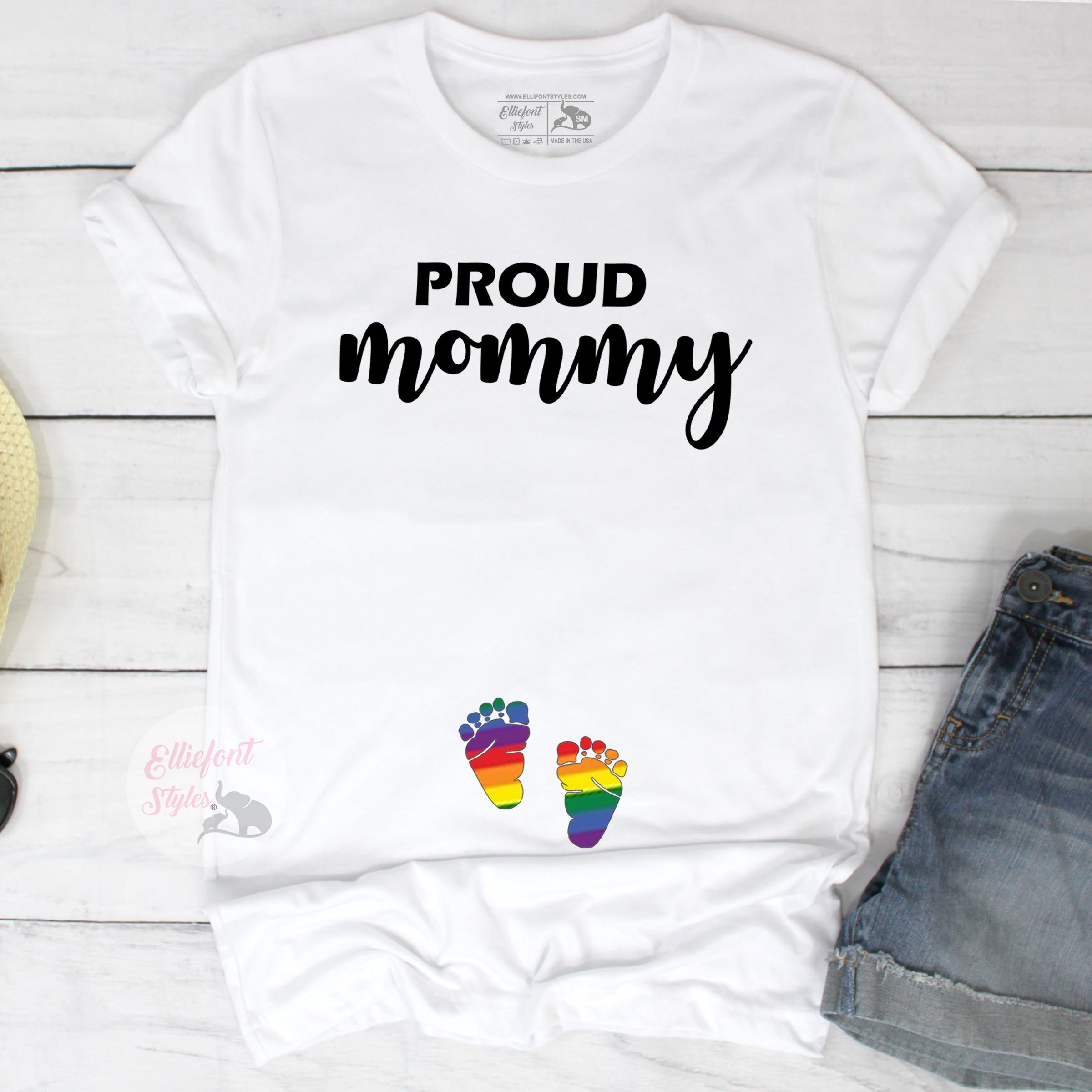 Proud Mommy Proud Mama LGBT Pregnancy Announcement Shirt