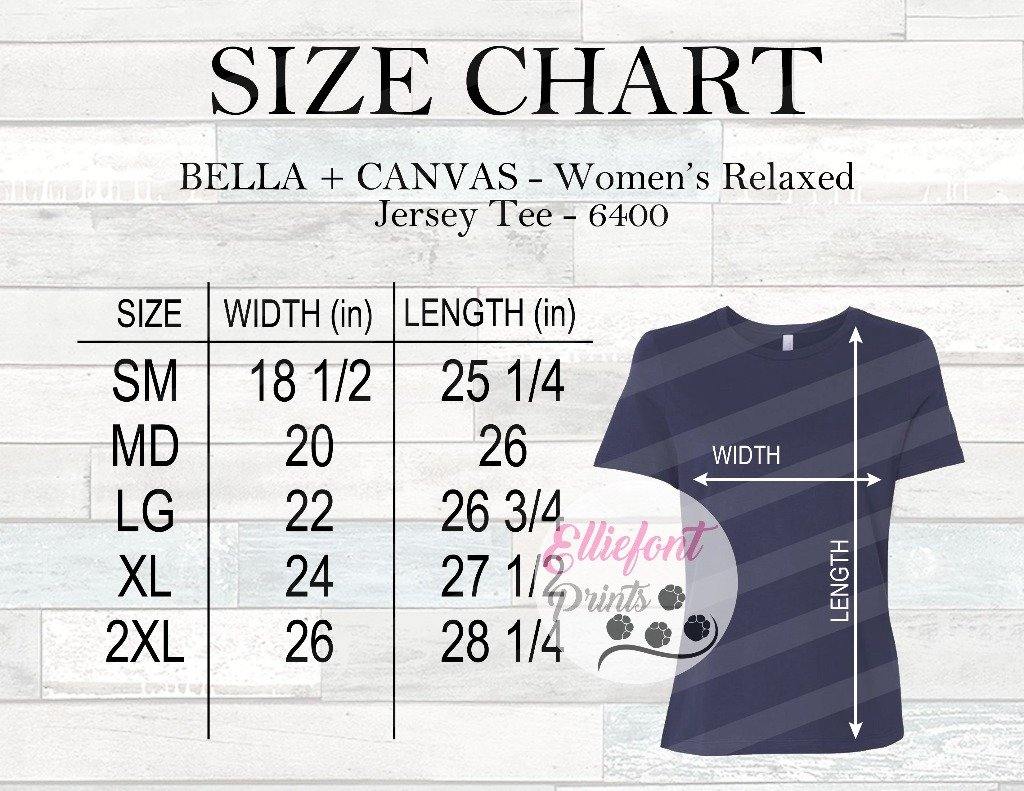 mockup size chart 3001c
