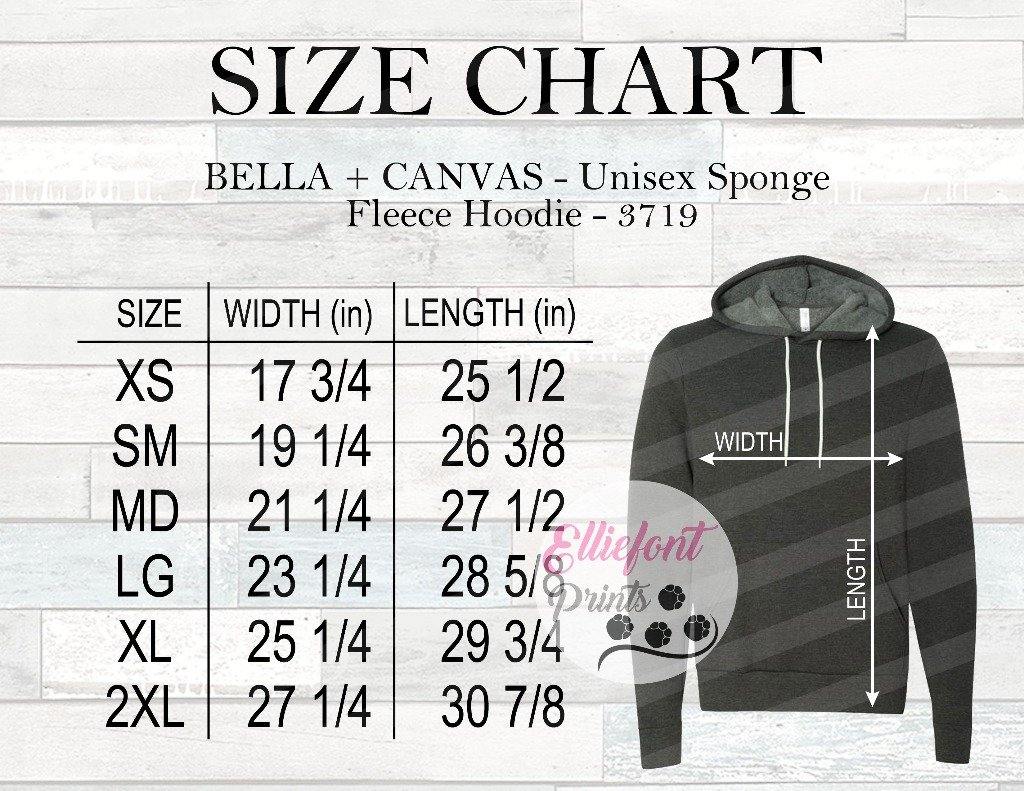 Bella Canvas 3719 Size Chart