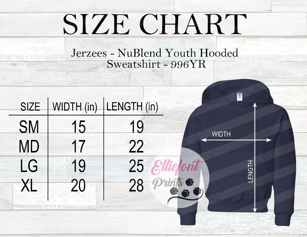 Jerzees 996 Size Chart 996YR Size Chart - Elliefont Styles