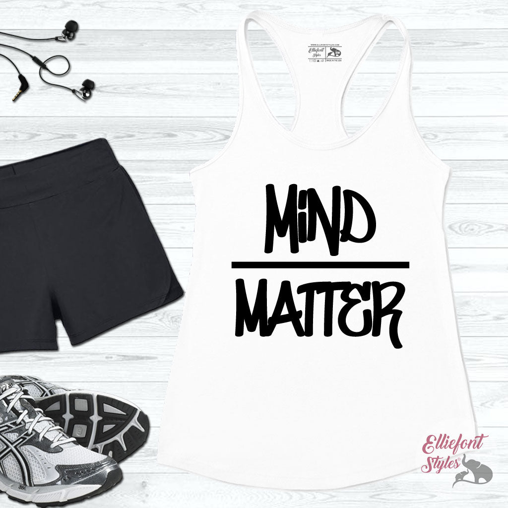 workout tank top mind over matter white