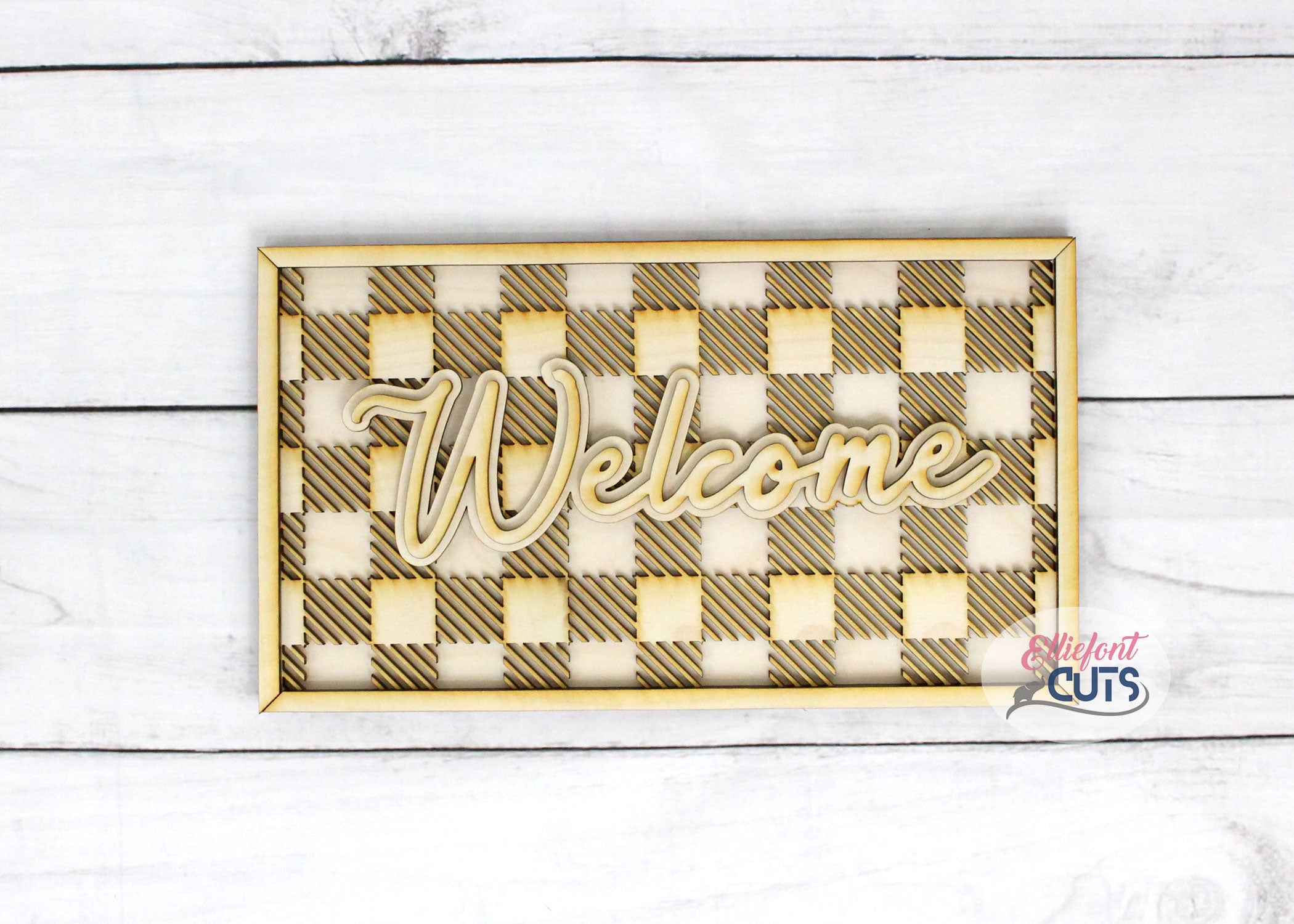 Buffalo Plaid Welcome DIY Wood Sign