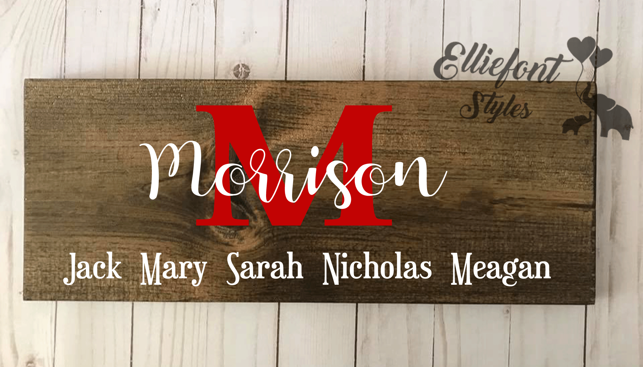 Monogram Family Name Wood Sign | Rustic Home Decor