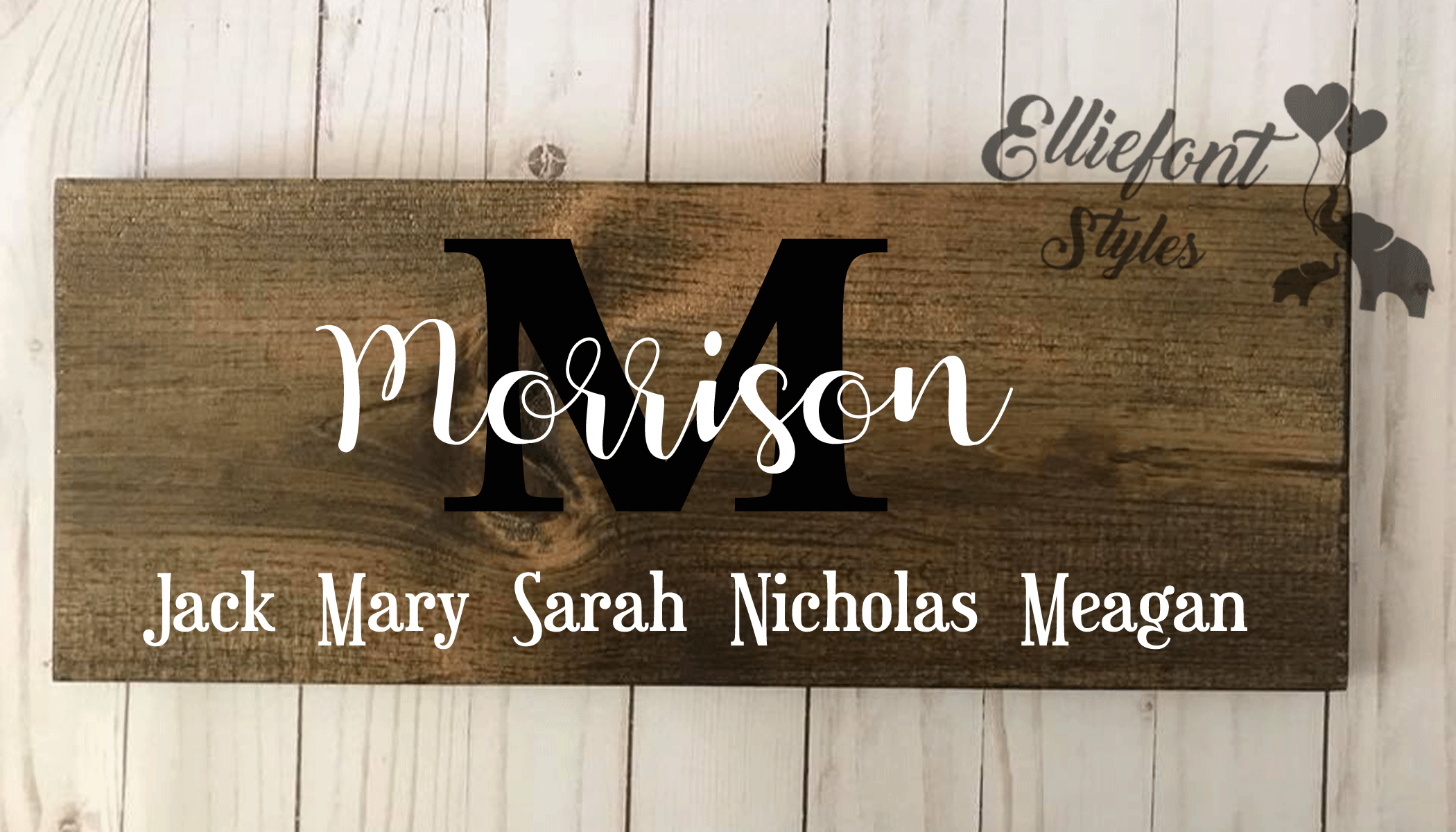 Monogram Family Name Wood Sign | Rustic Home Decor