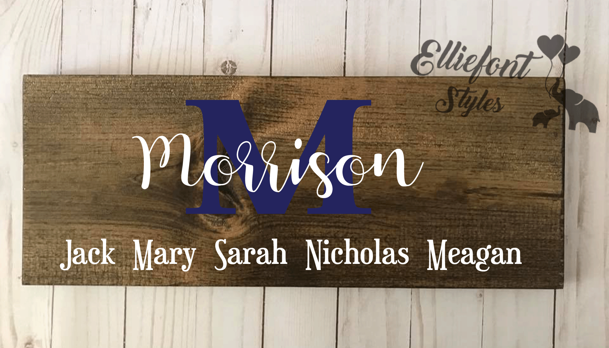 Monogram Family Name Wood Sign | Rustic Home Decor