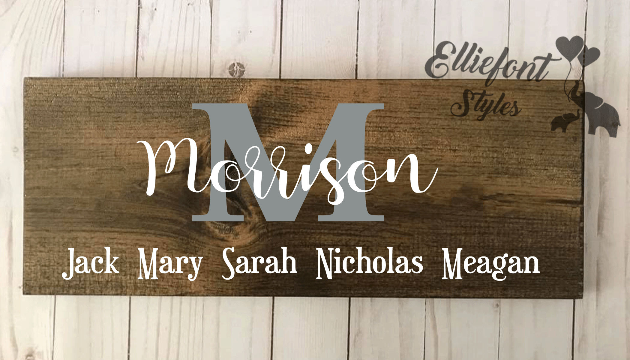 Monogram Family Name Wood Sign | Rustic Home Decor