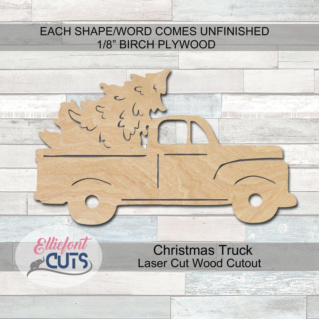 Christmas Truck Wood Cutouts - Elliefont Styles