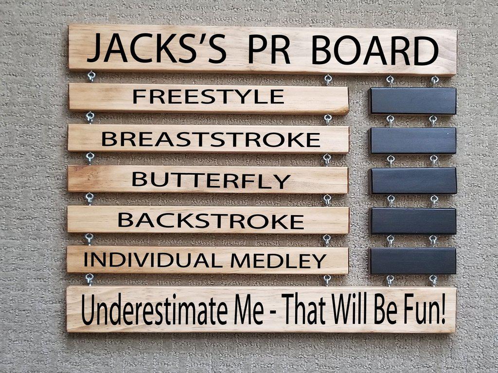 Swim PR Board Single Personal Record Display Stained - Elliefont Styles